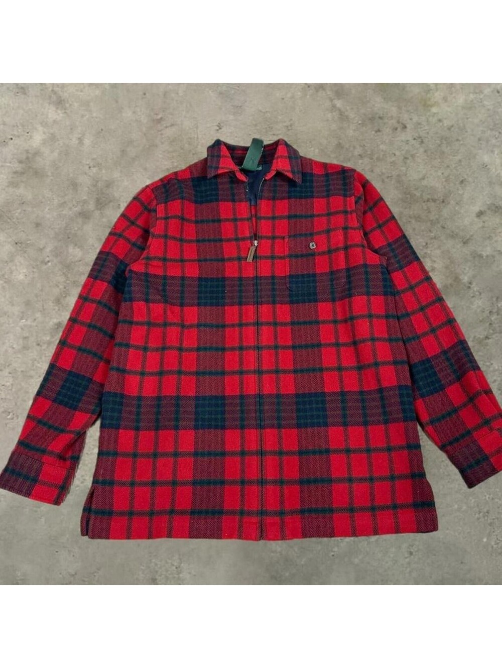 Vintage Lauren Ralph Lauren red plaid lamb wool zipup jacket Harrington w Medium